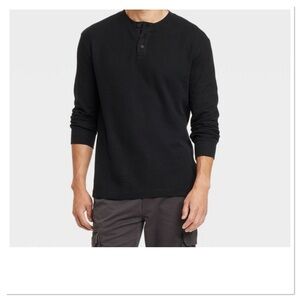 Goodfellow & Co Men's Long Sleeve Black Henley